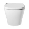 Wall Hung Smart Bidet Round Toilet with Heated Seat &amp; 1160mm Frame Cistern and Black Pneumatic Flush Plate - Purificare