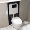 Wall Hung Smart Bidet Round Toilet with Heated Seat &amp; 1160mm Frame Cistern and Black Sensor Flush Plate - Purificare