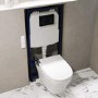 Wall Hung Smart Bidet Japanese Toilet with Heated Seat & 1160mm Frame Cistern and Black Sensor Flush Plate - Purificare