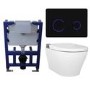 Wall Hung Smart Bidet Japanese Toilet with Heated Seat & 820mm Frame Cistern and Black Sensor Flush Plate - Purificare