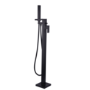 Black Freestanding Waterfall Bath Shower Mixer Tap - Quadra