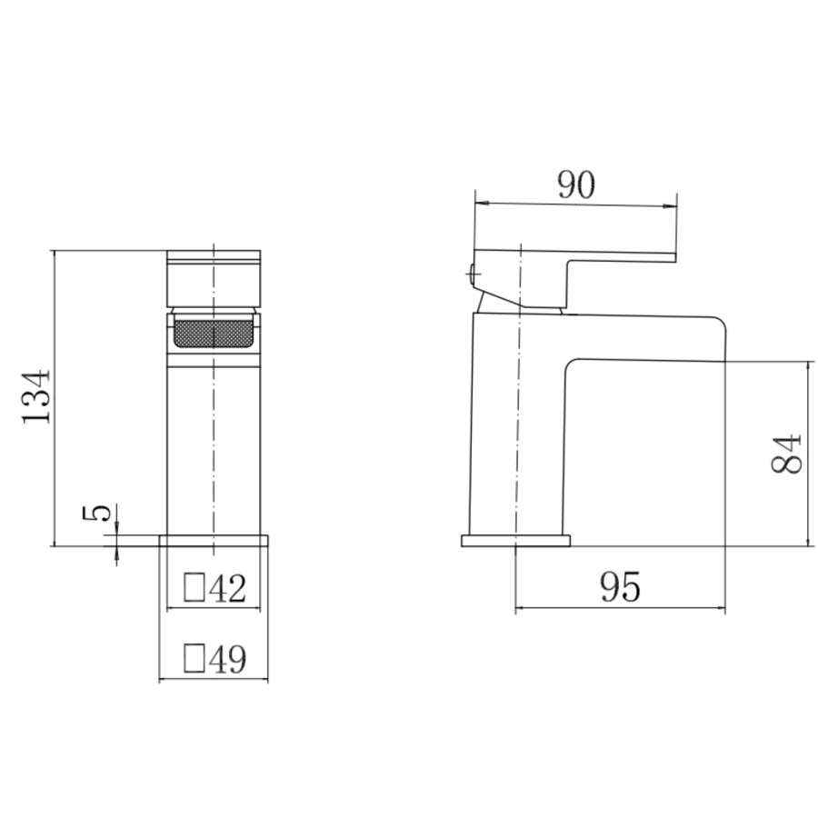 Black Waterfall Mono Basin Mixer Tap - Quadra