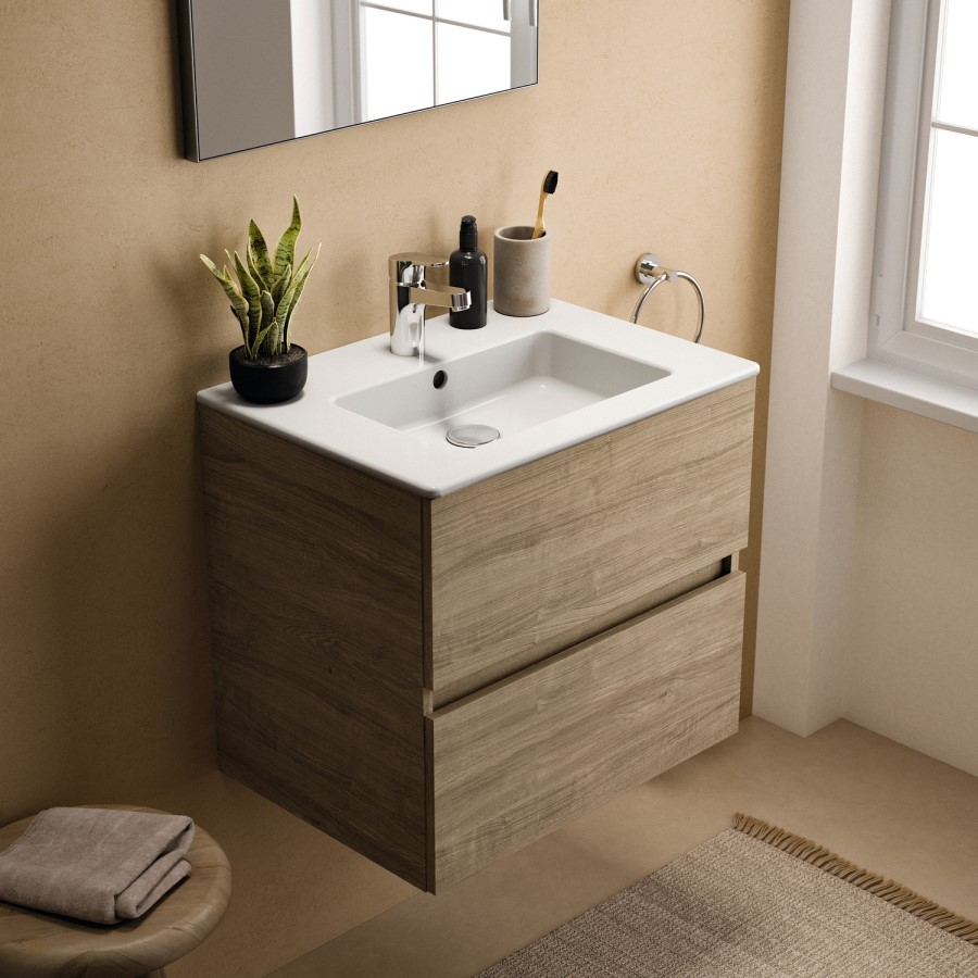 500mm Ideal Standard Eurovit+ Oak Wall Hung Vanity Unit with Basin