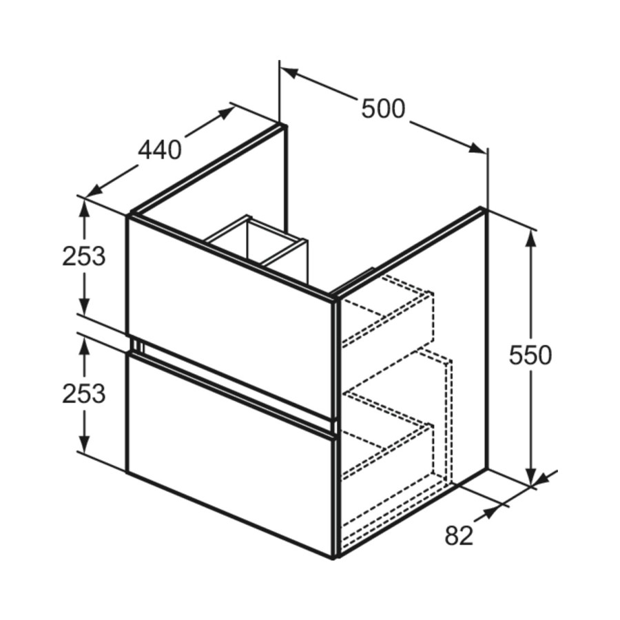 500mm Ideal Standard Eurovit+ Oak Wall Hung Vanity Unit with Basin