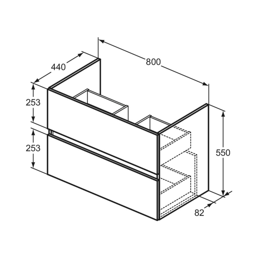 Ideal Standard Oak Eurovit+ 800mm Wall Hung Vanity Unit with Basin