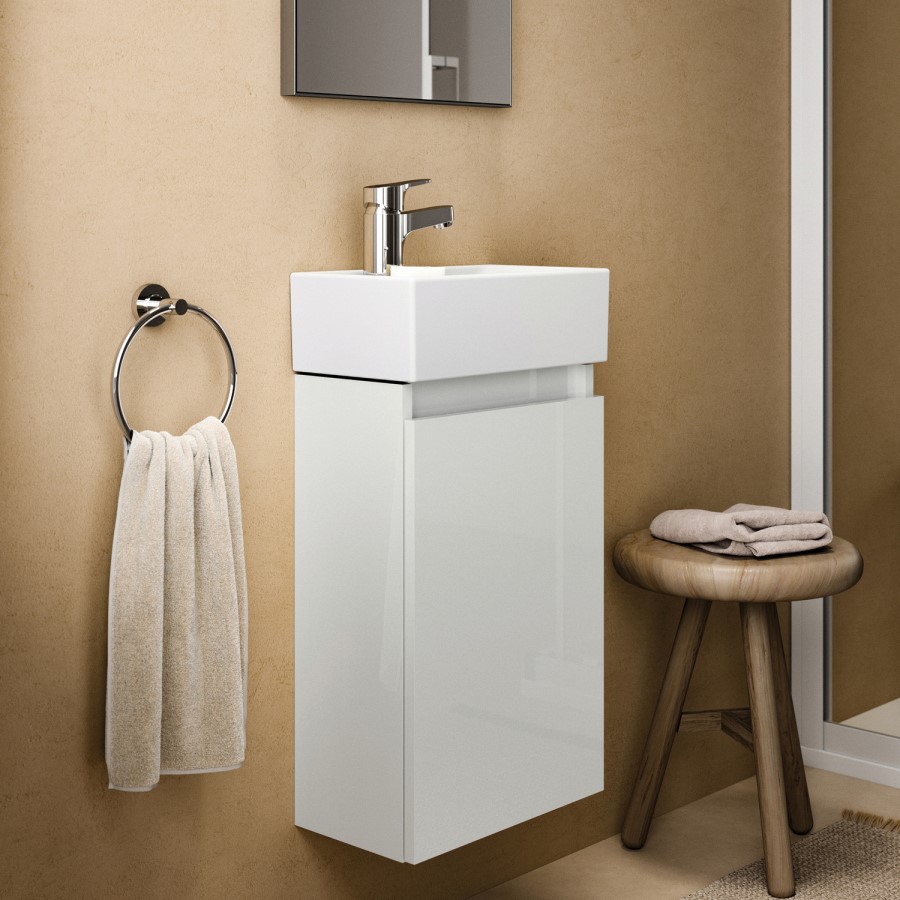 350mm Ideal Standard Eurovit+ White Left-Hand Wall Hung Vanity Unit with Basin