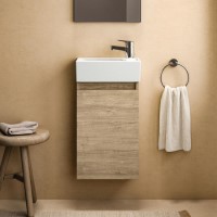 350mm Ideal Standard Eurovit+ Oak Right-Hand Wall Hung Vanity Unit with Basin