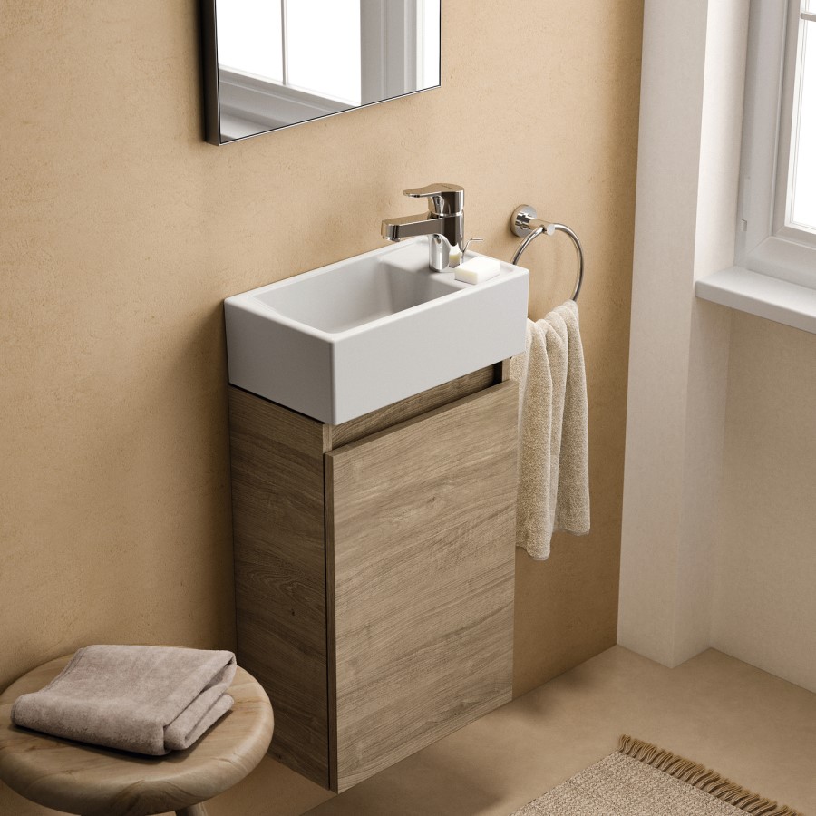 350mm Ideal Standard Eurovit+ Oak Right-Hand Wall Hung Vanity Unit with Basin