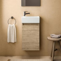 350mm Ideal Standard Eurovit+ Oak Left-Hand Wall Hung Vanity Unit with Basin