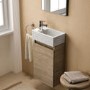 350mm Ideal Standard Eurovit+ Oak Left-Hand Wall Hung Vanity Unit with Basin