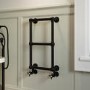 Black Vertical Traditional Towel Radiator 700 x 400mm with Pipe kit and Straight Valves – Regent