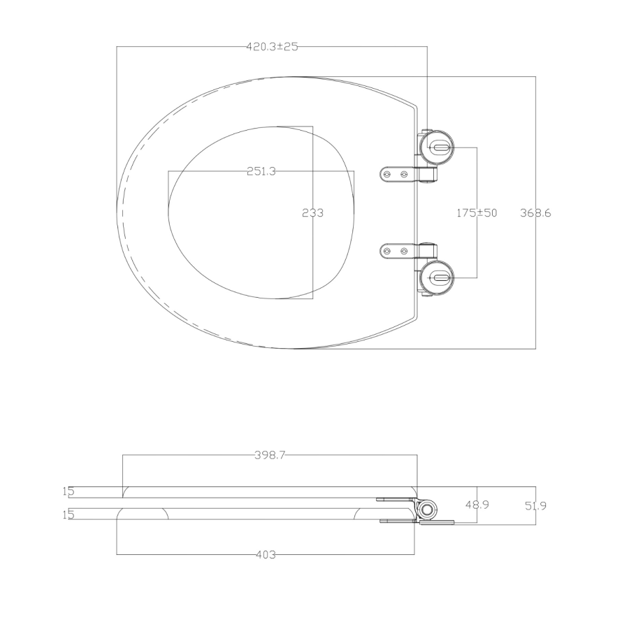 Back to Wall Rimless Toilet and Soft Close Seat with Brushed Brass Hinges - Ripley
