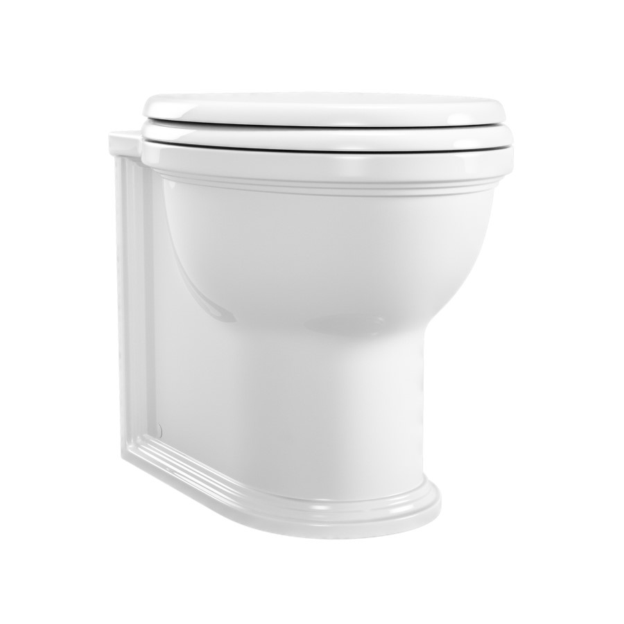 Back to Wall Traditional Toilet with Wooden Soft Close Seat & Black Hinges - Park Royal