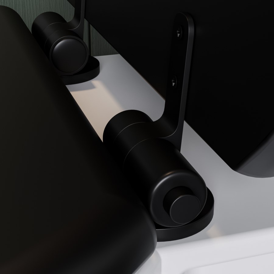 Close Coupled Rimless Toilet with Black Wooden Soft Close Seat – Ripley