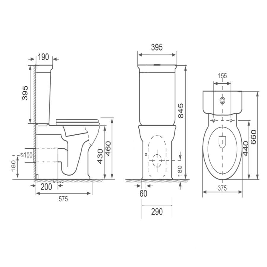 Close Coupled Rimless Toilet with Soft Close Seat - Ripley