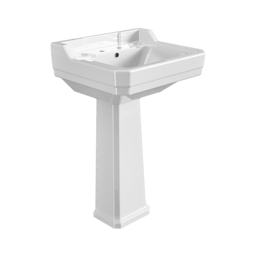 Traditional Full Pedestal 2 Tap Hole Basin 570mm - Ripley