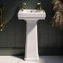 Traditional Cloakroom 2 Tap Hole Full Pedestal Basin 450mm - Park Royal