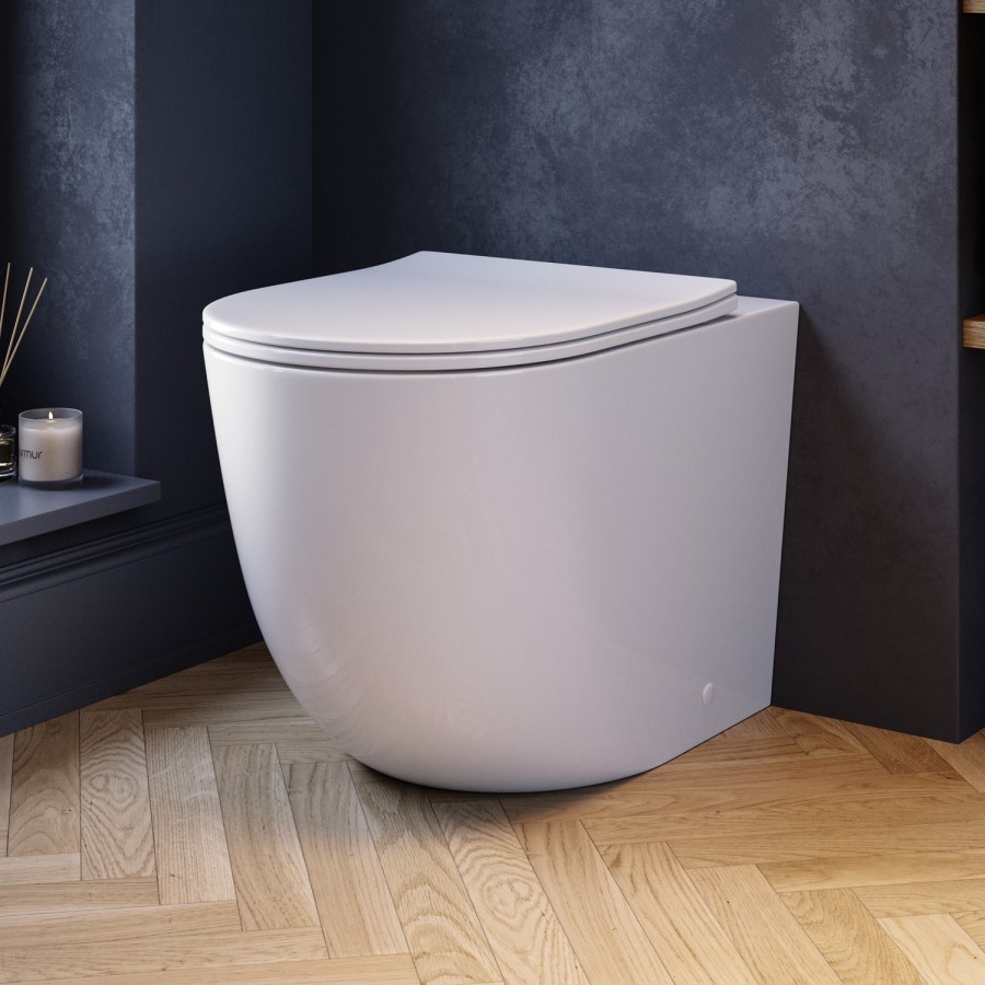 ONLY OPENED - Back to Wall Rimless Toilet and Soft Close Seat - Roma