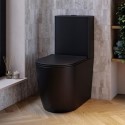 BUN/ROMCCMBPAN/97904 Matt Black Close Coupled Rimless Toilet with Soft Close Seat - Roma