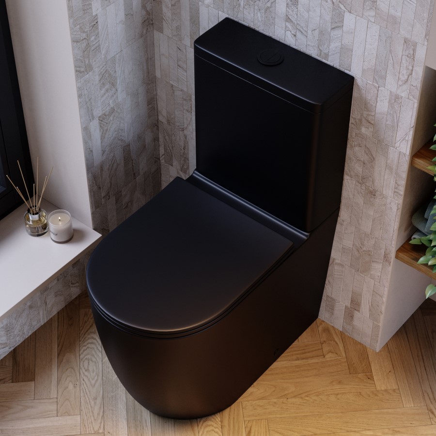 Matt Black Comfort Height Close Coupled Toilet - Roma