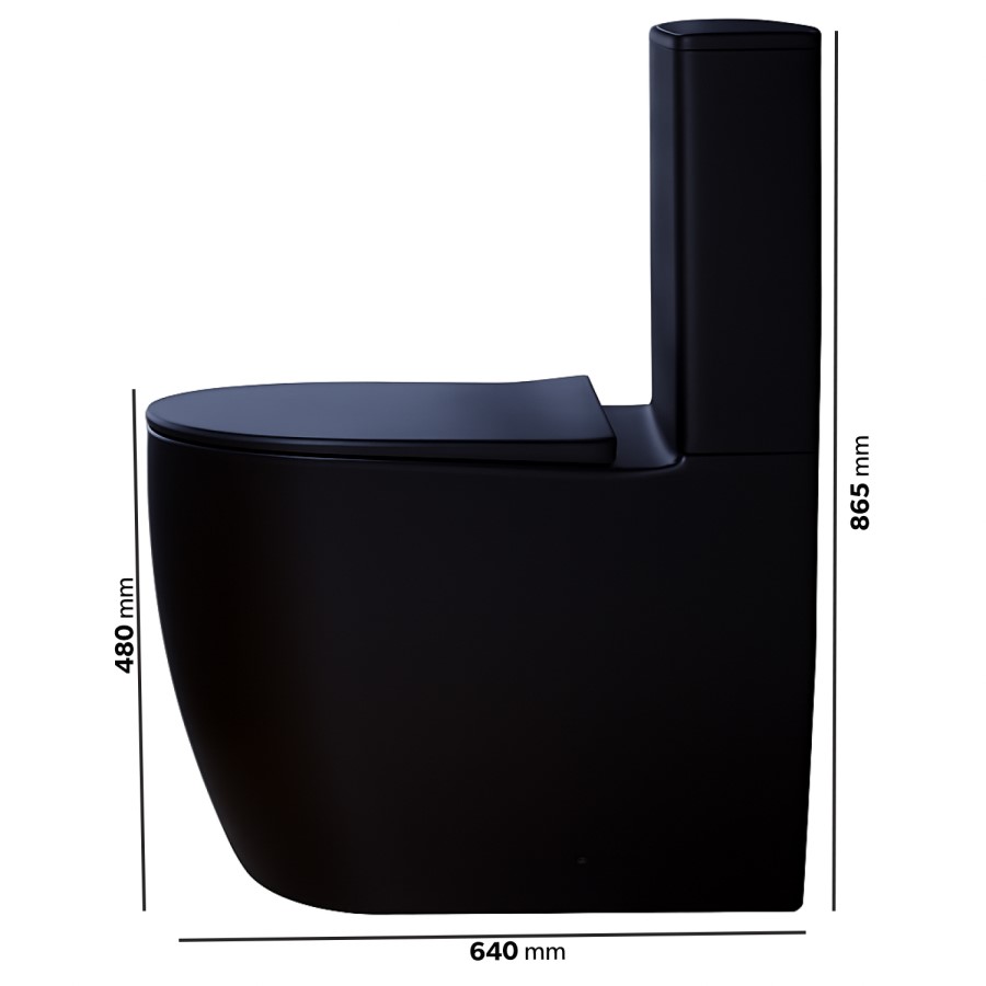 Matt Black Comfort Height Close Coupled Toilet - Roma