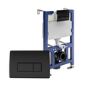 Grade A1 - Concealed Cistern 820mm Wall Hung Toilet Frame with Pneumatic Flush Plate in Matt Black - Elira