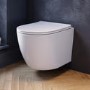 White Wall Hung Toilet with Soft Close Seat, Black Pneumatic Flush Plate, 1170mm Frame & Cistern - Roma