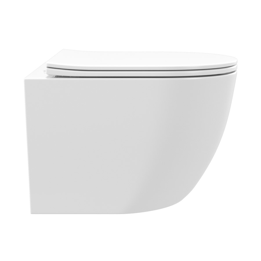 White Wall Hung Toilet with Soft Close Seat, Black Pneumatic Flush Plate, 1170mm Frame & Cistern - Roma