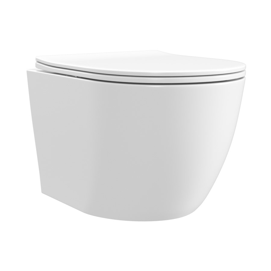 White Wall Hung Toilet with Soft Close Seat, Black Pneumatic Flush Plate, 1170mm Frame & Cistern - Roma