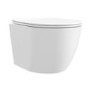 White Wall Hung Toilet with Soft Close Seat, Black Pneumatic Flush Plate, 1170mm Frame & Cistern - Roma