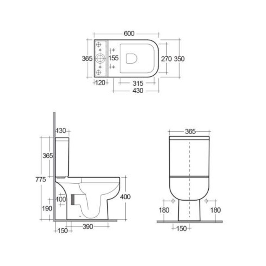 Close Coupled Toilet with soft close seat - RAK-Series 600