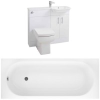White Right Hand Vanity Unit Bathroom Suite with Bath