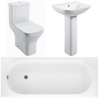 Lavender Toilet and Basin Bathroom Suite with Bath