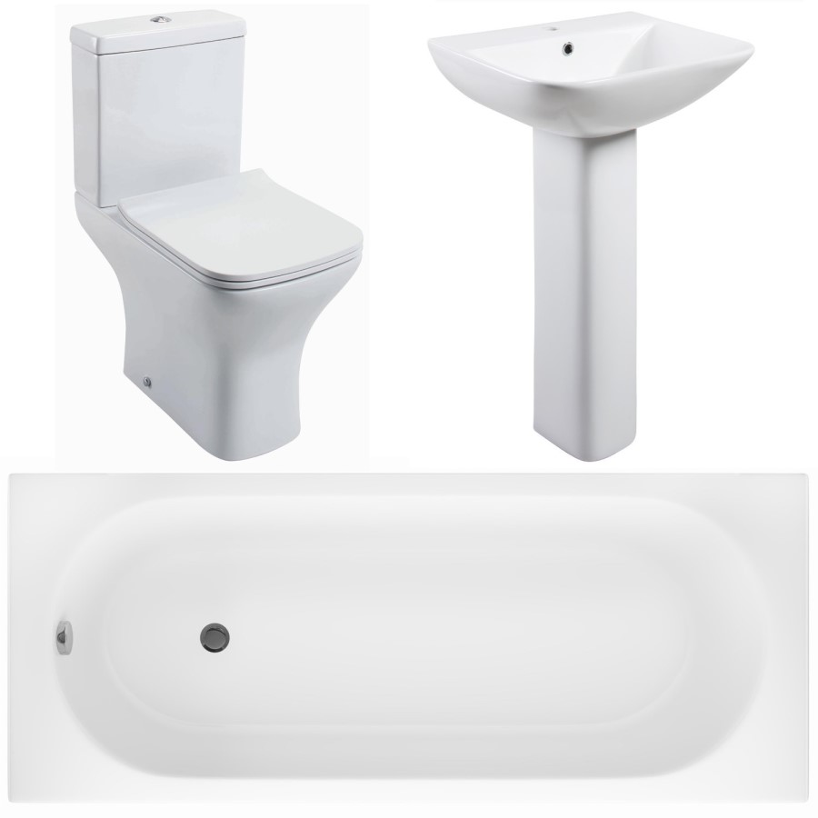 Lavender Toilet and Basin Bathroom Suite with Bath