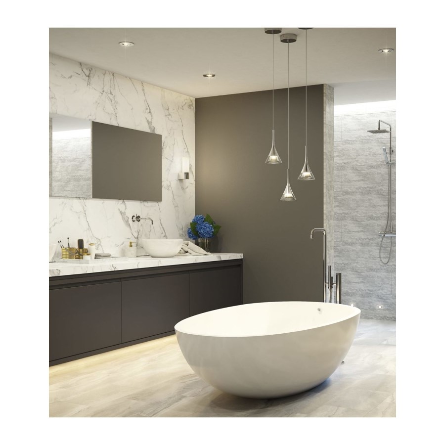 Set of 2 IP44 Glass Bathroom Pendant Light - Zirconia