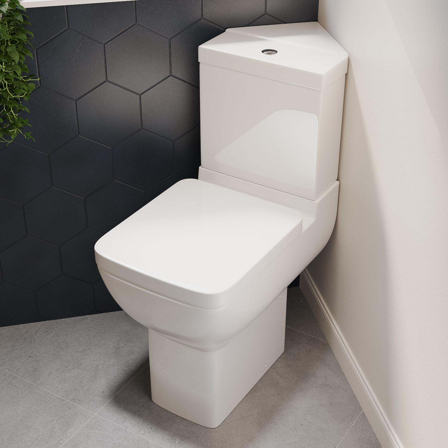 Close Coupled Comfort Height Corner Toilet with Soft Close Seat - Seren ...