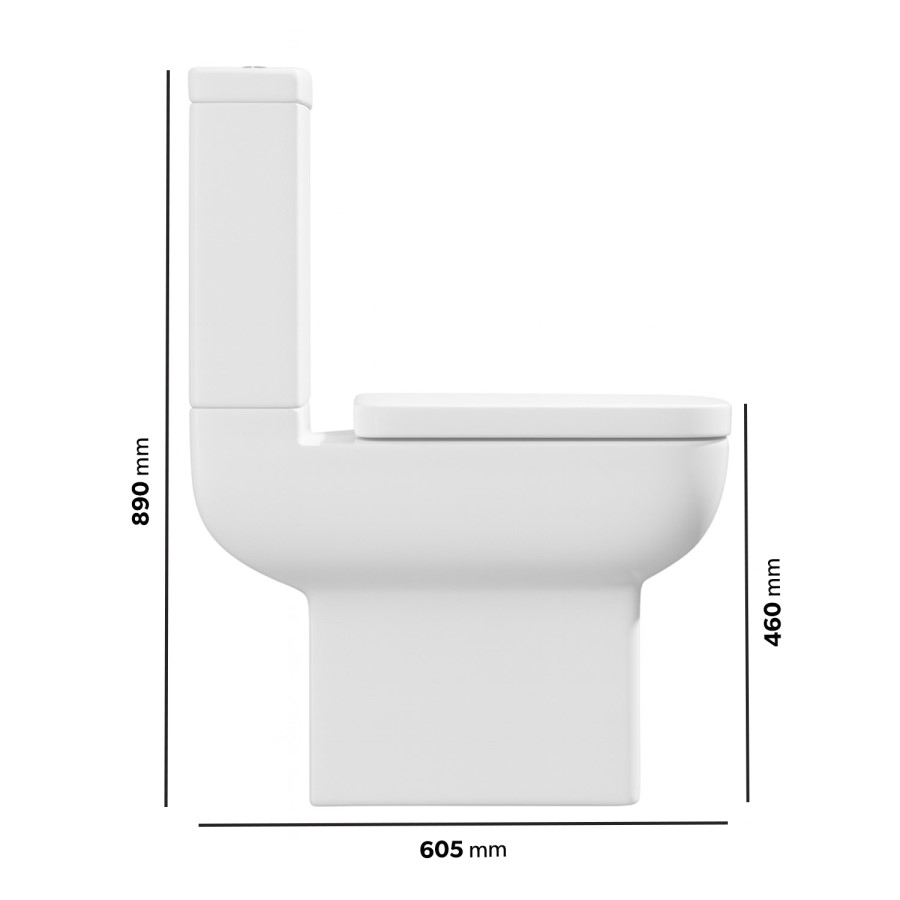 Close Coupled Comfort Height Short Projection Toilet with Soft Close Seat - Seren