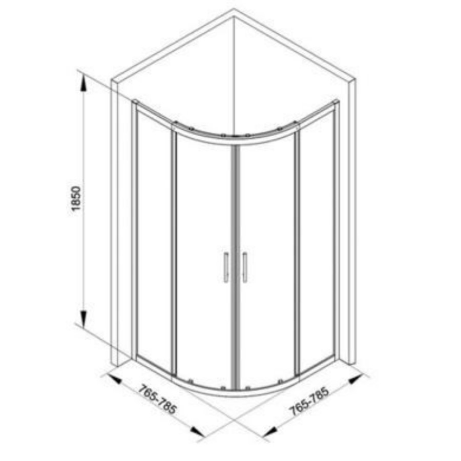 800 x 800mm Quadrant Shower Enclosure with Twin Sliding Doors & Acrylic Capped Stone Shower Tray