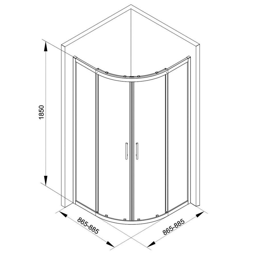 900 x 900mm Quadrant Shower Enclosure with Twin Sliding Doors & Acrylic Capped Stone Shower Tray