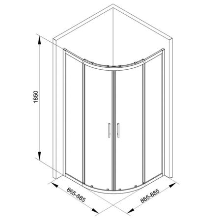 900 x 900mm Quadrant Shower Enclosure with Twin Sliding Doors & Acrylic Capped Stone Shower Tray