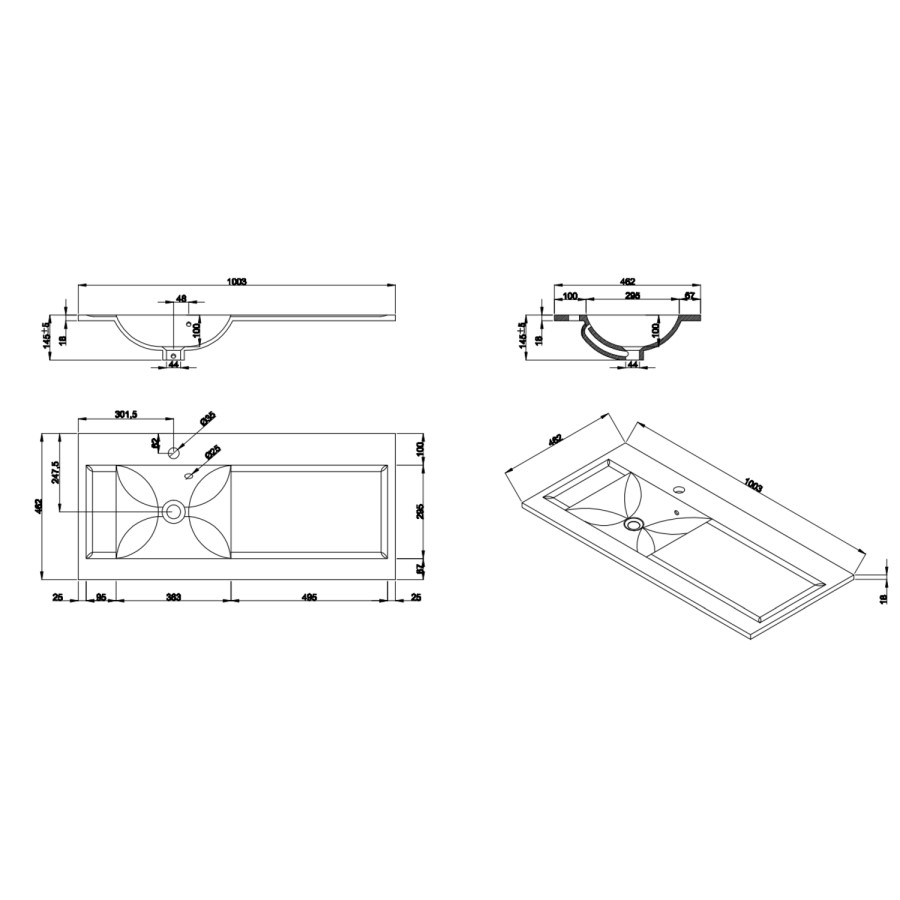 1000mm Beige Freestanding Vanity Unit with Basin and Laundry Hamper - Sofia