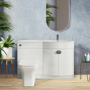 1100mm White Toilet and Sink Unit Right Hand - Elm