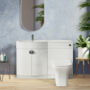 1100mm White Toilet and Sink Unit Left Hand - Elm