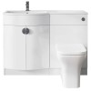 1100mm White Toilet and Sink Unit Left Hand - Elm