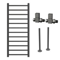 Gunmetal Grey Towel Radiator 1200 x 500mm with Pipe Kit and Straight Valves - Sonoran Gunmetal Grey Towel Radiator 1200 x 500mm with Pipe Kit and Straight Valves - Sonoran