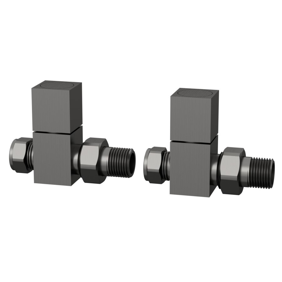 Gunmetal Grey Towel Radiator 1600 x 500mm with Pipe Kit and Straight Valves - Sonoran