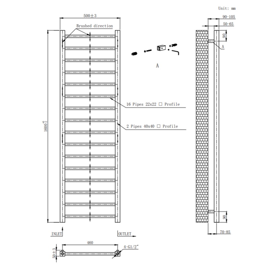 Gunmetal Grey Radiator Pipe Covers 300mm