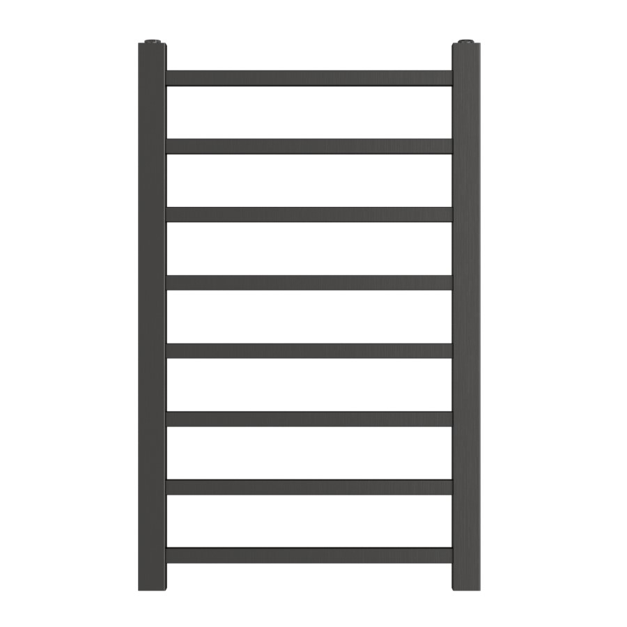 Gunmetal Grey Towel Radiator 800 x 500mm with Pipe Kit and Straight Valves - Sonoran