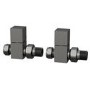 ALMOST PERFECT- Gunmetal Grey Square Manual Straight Radiator Valves- Sonoran