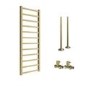 Brass Towel Radiator 1200 x 500mm with Pipe Kit and Straight Valves - Sonoran